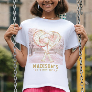 Personalized Tennis Luxury Girl Birthday T-shirt