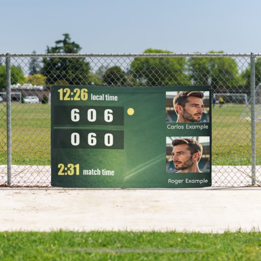 Personalized Tennis Scoreboard – Custom Match Spandoek (Insitu)