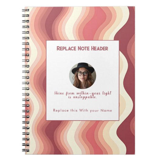 Personalized Terra Cota and Cream Wave Patterned  Notitieboek (Voorkant)
