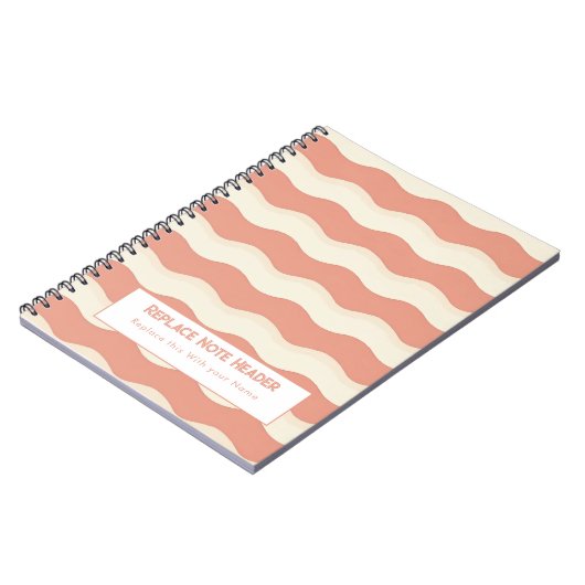 Personalized Terra Cota and White Wave Patterned  Notitieboek (Linkerzijde)