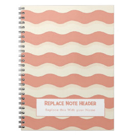 Personalized Terra Cota and White Wave Patterned  Notitieboek