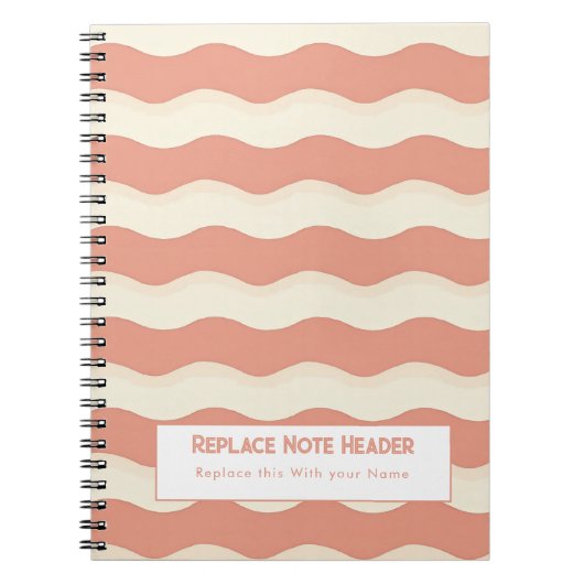 Personalized Terra Cota and White Wave Patterned  Notitieboek (Voorkant)