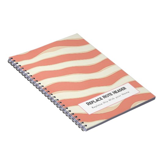 Personalized Terra Cotta and Cream Wave Patterned Notitieboek (Rechterzijde)