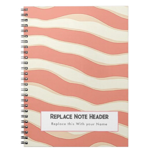 Personalized Terra Cotta and Cream Wave Patterned  Notitieboek (Voorkant)