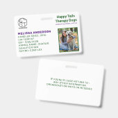 Personalized Therapy Animal Dog Photo ID Badge (Avant & arrière)