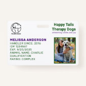 Personalized Therapy Animal Dog Photo ID Badge (Devant)