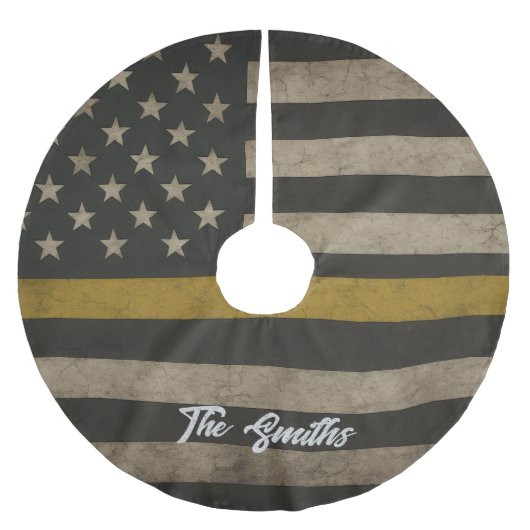 Personalized Thin Gold Line 911 Dispatcher Kerstboom Rok (Voorkant)