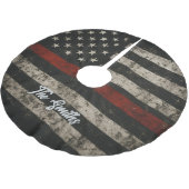 Personalized Thin Red Line American Flag Kerstboom Rok (Gekanteld)
