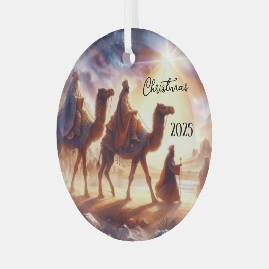 Personalized Three Wise Men Caravan Glas Ornament (Voorkant links)