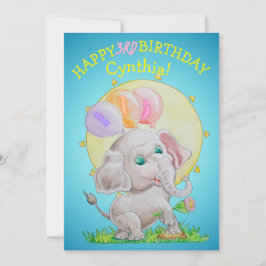Personalized Three Years Old Girls Birthday Card Feestdagenkaart