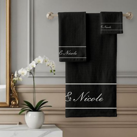 Personalized Towel Set, Elegant White, Classic