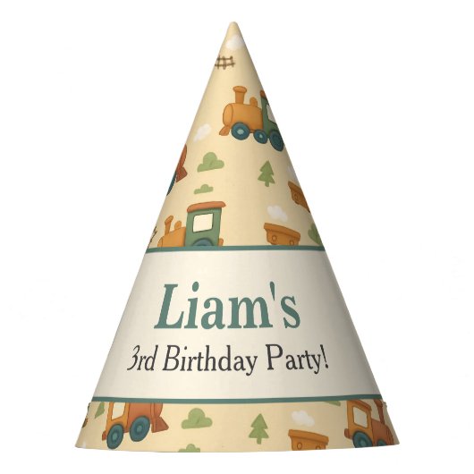 Personalized Train Kid Birthday Feesthoedjes (Voorkant)