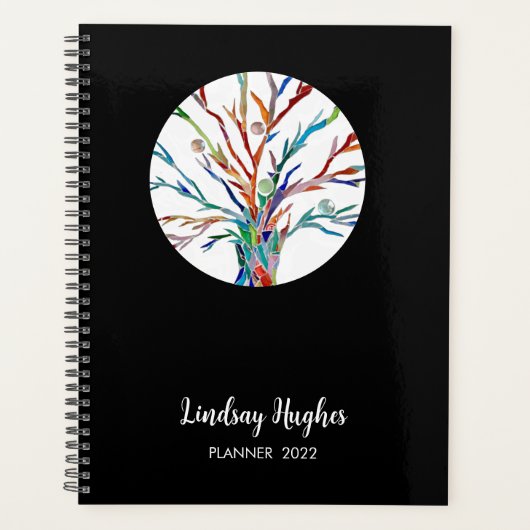 Personalized Tree of Life Black Planner (Voorkant)