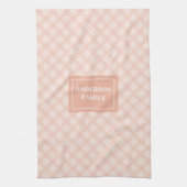 Personalized Trendy Towel Chic Coral Plaid Design Theedoek (Verticaal)