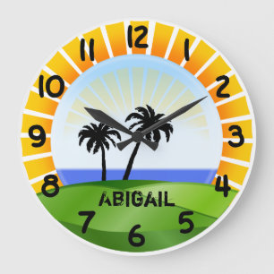 Personalized Tropical Beach Wall Clock Grote Klok