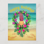 Personalized Tropical Christmas Holiday Pineapple Briefkaart (Voorkant)