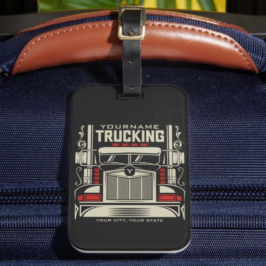 Personalized Trucking 18 Wheeler BIG RIG Trucker Bagagelabel (Voorkant Insitu 2)