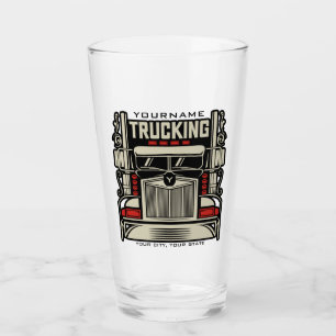 Personalized Trucking 18 Wheeler BIG RIG Trucker Glas