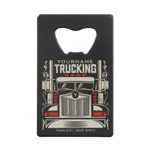 Personalized Trucking 18 Wheeler BIG RIG Trucker Kredietkaart Flessenopener
