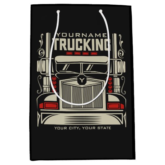 Personalized Trucking 18 Wheeler BIG RIG Trucker Medium Cadeauzakje (Voorkant)