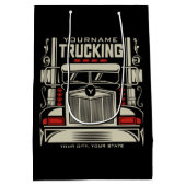 Personalized Trucking 18 Wheeler BIG RIG Trucker Medium Cadeauzakje (Achterkant)