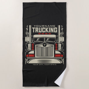 Personalized Trucking 18 Wheeler BIG RIG Trucker Strandlaken