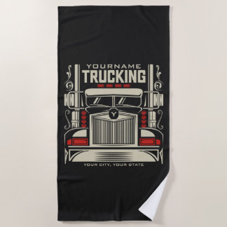 Personalized Trucking 18 Wheeler BIG RIG Trucker Strandlaken