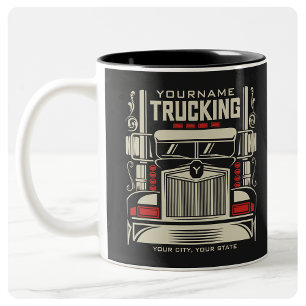Personalized Trucking 18 Wheeler BIG RIG Trucker Tweekleurige Koffiemok