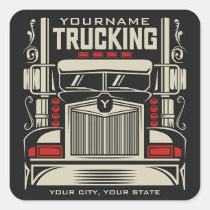 Personalized Trucking 18 Wheeler BIG RIG Trucker Vierkante Sticker