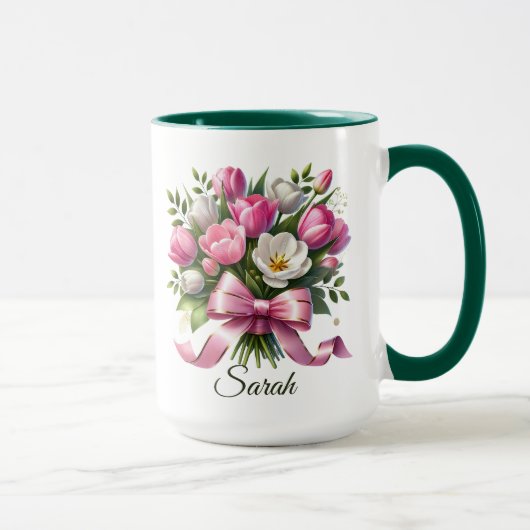 Personalized Tulip Floral Name Mug (Droite)