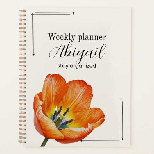 Personalized Tulip Planner Aesthetic Weekly Floral (Devant)