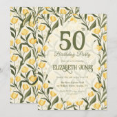 Personalized Tulip Themed Birthday Kaart (Voorkant / Achterkant)