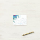 Personalized Turquoise Floral  Post-it® Notes (Op bureau)