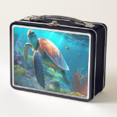 Personalized Turtle Illustration Metal Lunch Box (Voorkant)