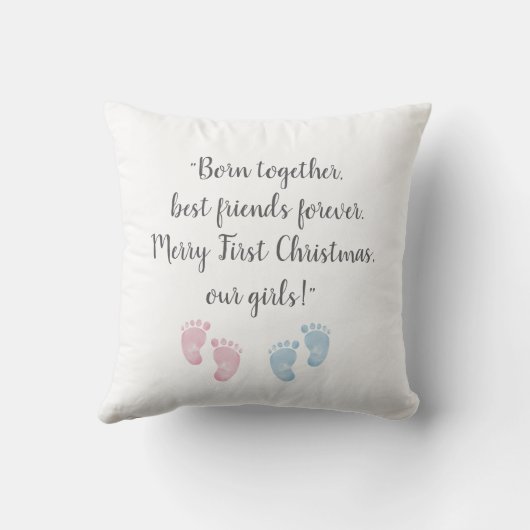 Personalized Twin Baby Footprint Pillow Kussen (Achterkant)