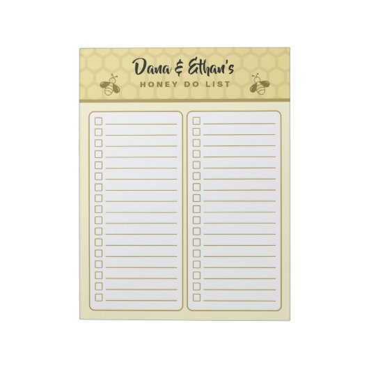 Personalized Two Column Honey Do List Notepad Notitieblok (Gedraaid)