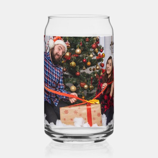 Personalized Two Sided Family Christmas Photo Blikvorm Glas (Achterkant)