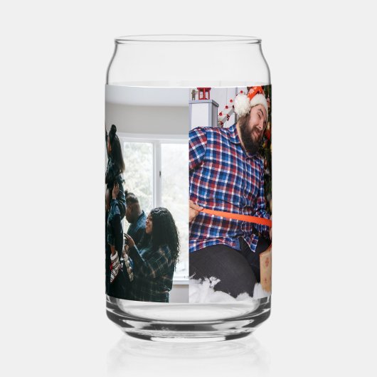 Personalized Two Sided Family Christmas Photo Blikvorm Glas (Links)