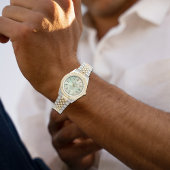 Personalized Two-Tone Watch ∣ Aqua Marble Gift Horloge