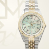 Personalized Two-Tone Watch ∣ Aqua Marble Gift Horloge