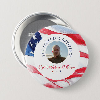 Personalized U.S. Military Retirement Photo Ronde Button 7,6 Cm