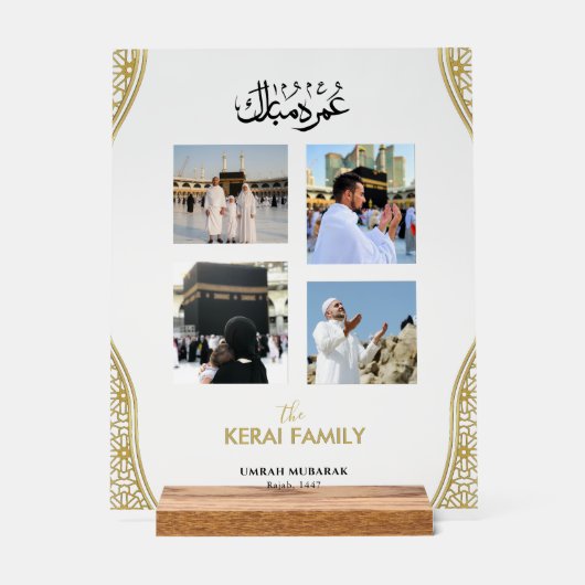 Personalized Umrah Mubarak Photo Collage Acrylic  Acryl Bord (Voorkant)