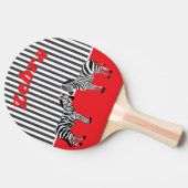 Personalized Unique background Zebra Red Black Tafeltennisbatje (Zijkant)