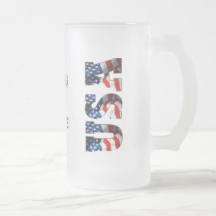 PERSONALIZED USA 3D Patriotic Frosted Beer Mok