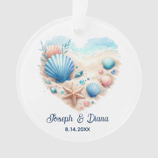Personalized Valentine Anniversary Seashell Heart (devant)