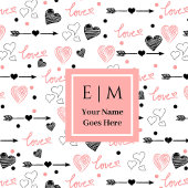 Personalized Valentine Bath Towel Pink Black Heart