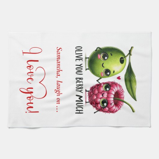 Personalized Valentine Food Pun Kitchen Towel Theedoek (Horizontaal)