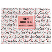 Personalized Valentine Gift Bag Pink Black Hearts Groot Cadeauzakje (Achterkant)