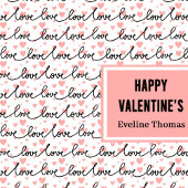 Personalized Valentine Gift Bag Pink Black Hearts Groot Cadeauzakje