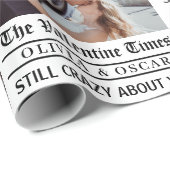 Personalized Valentine Newspaper Photo Cadeaupapier (Rol Hoek)